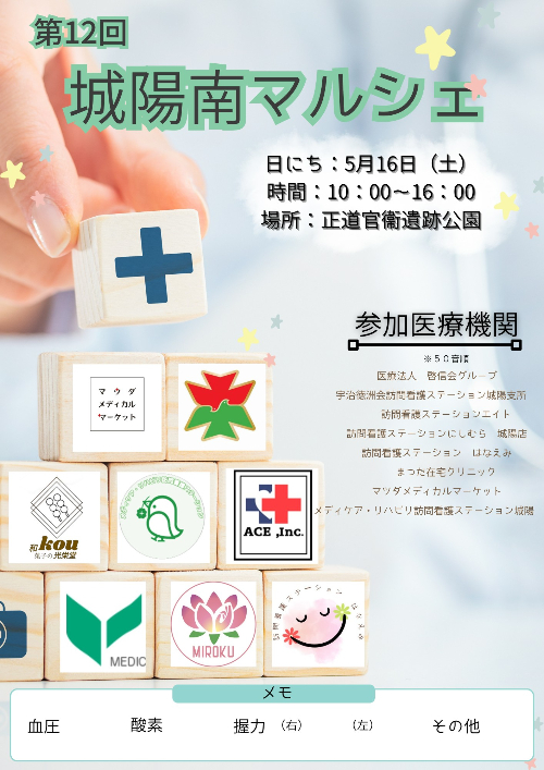 城陽マルシェ 城陽南マルシェ 健康相談 血圧測定 地域のつながり ワークショップ 地域への想い 体に優しい食べ物 お店 イベント 城陽イベント 京都府城陽市
